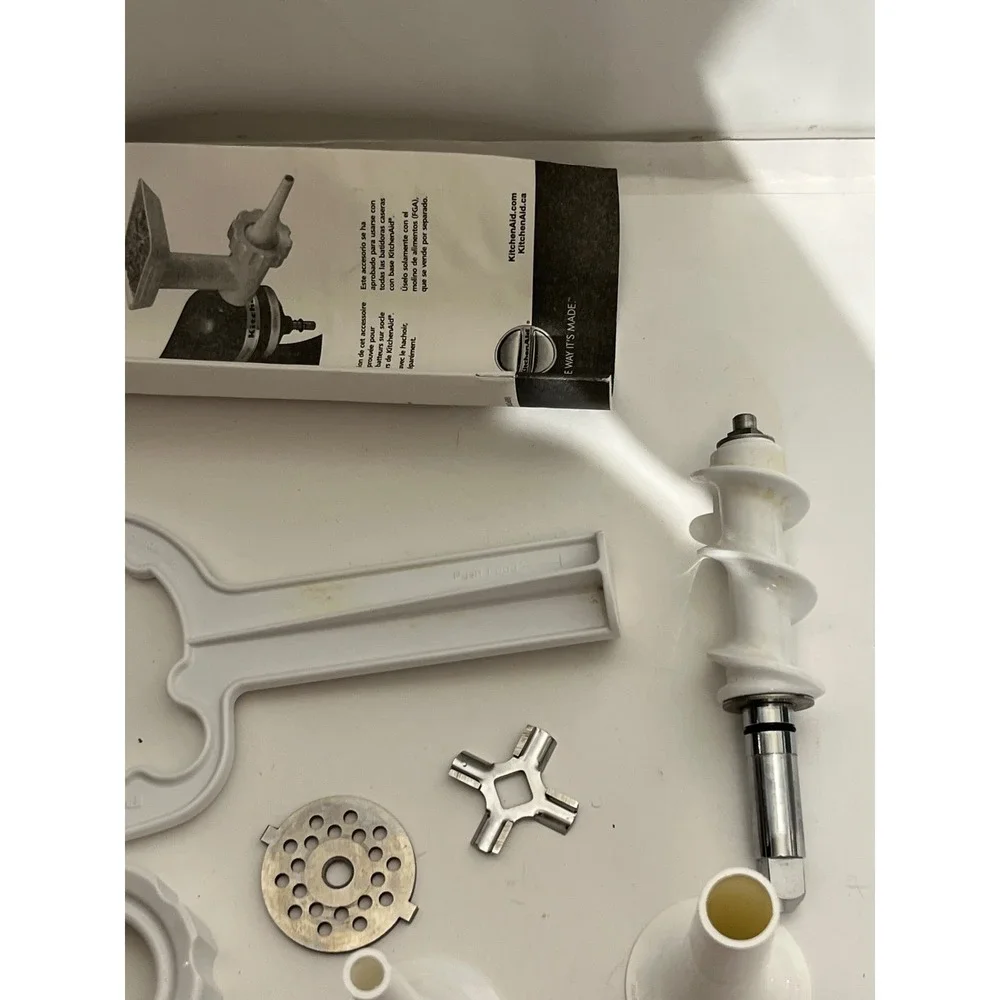 KitchenAid Food Grinder and Sausage Stuffer Attachment Set FGA SSA White Silver